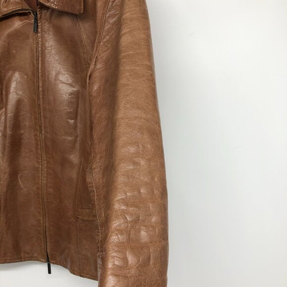 JOOP! Vintage European  warm Tan Brown Full Zip Leather Jacket - Picture 14 of 16